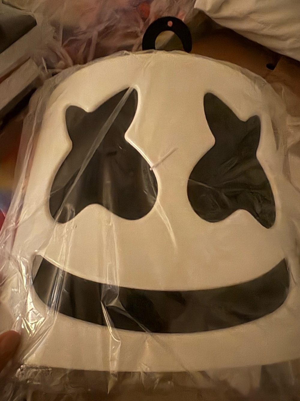 White Marshmallow Face Kids Costume Mask - Classic Emoji Style